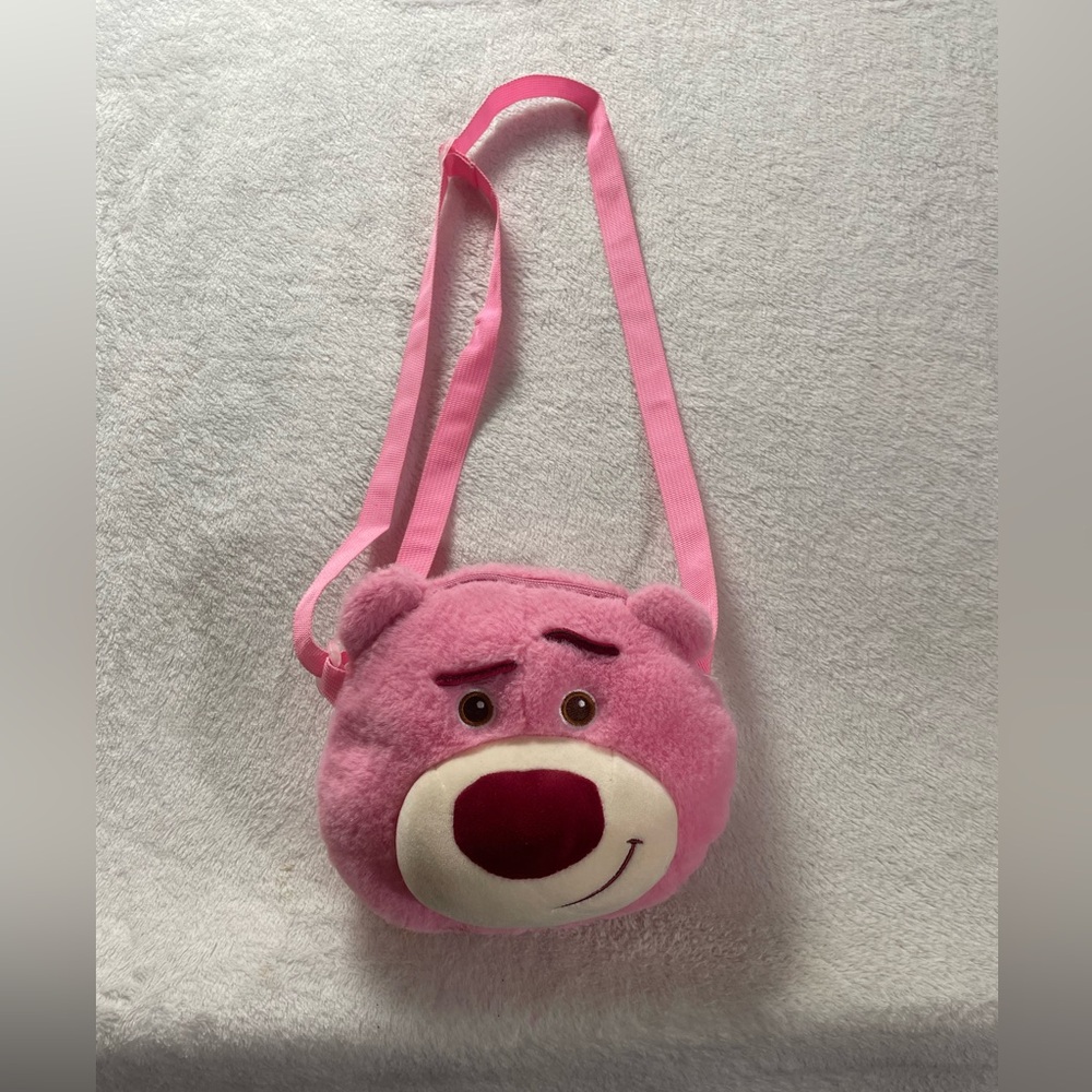Disney Pixar Toy Story Lotso Pink Plush  Fluffy Purse Handbag
